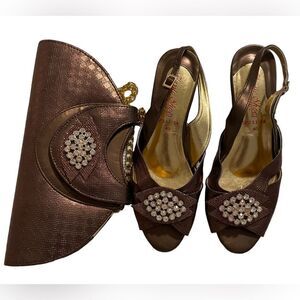Classic Italian Shoe & Bag Set. Size 40, Chocolate color.